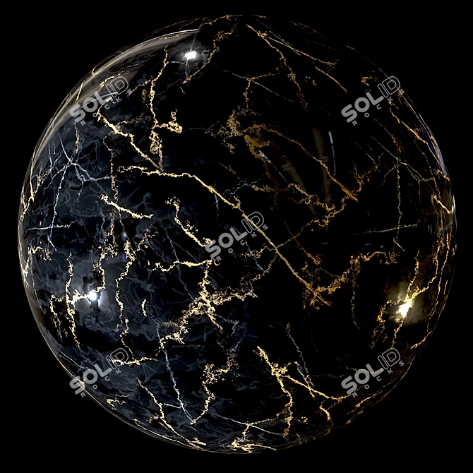 Elegant Marble-Black Gold Slabs 3D model image 4