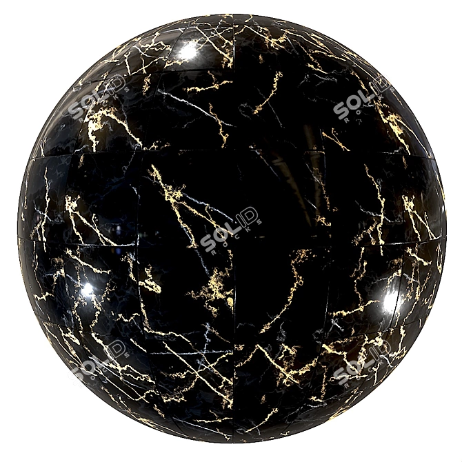 Elegant Marble-Black Gold Slabs 3D model image 5