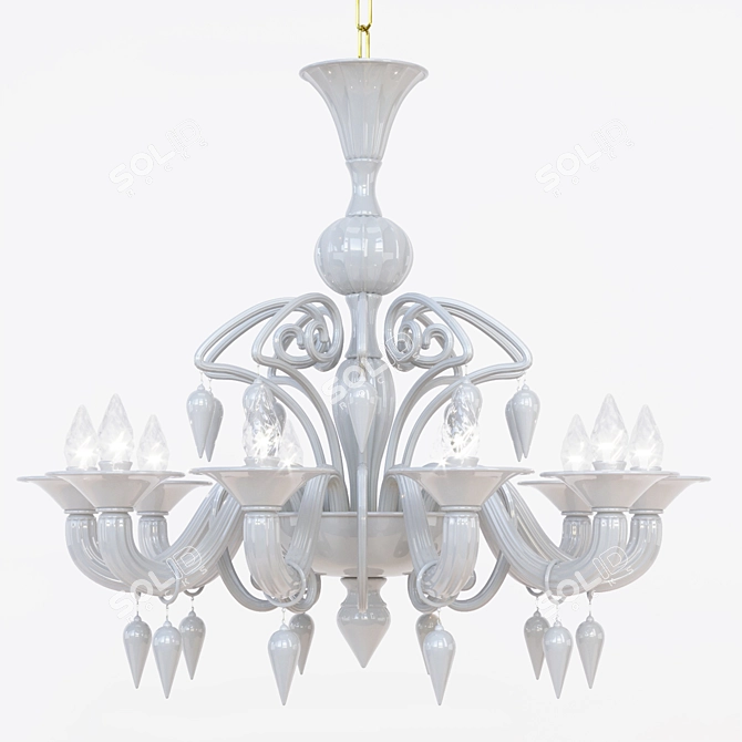 Elegant Murano Glass Chandelier 3D model image 2