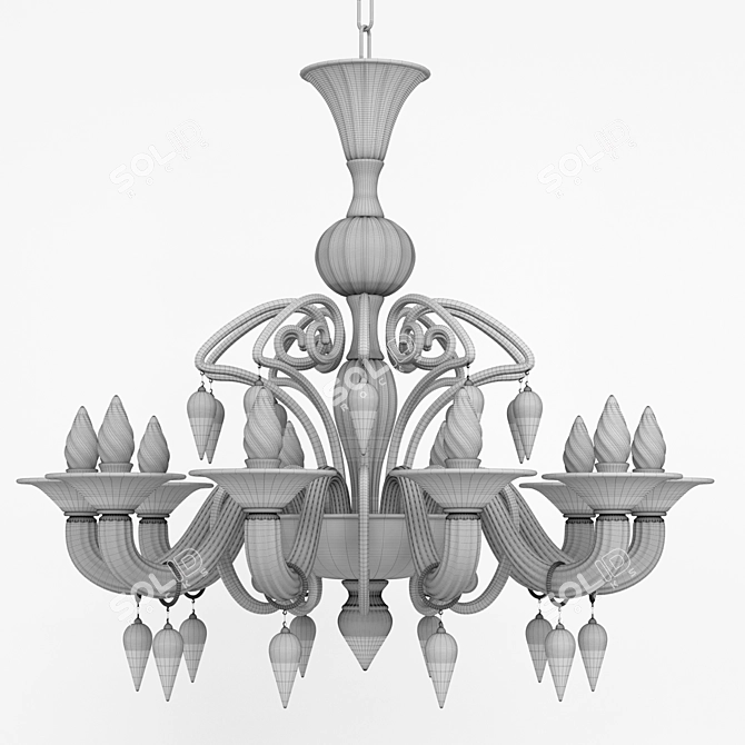 Elegant Murano Glass Chandelier 3D model image 3