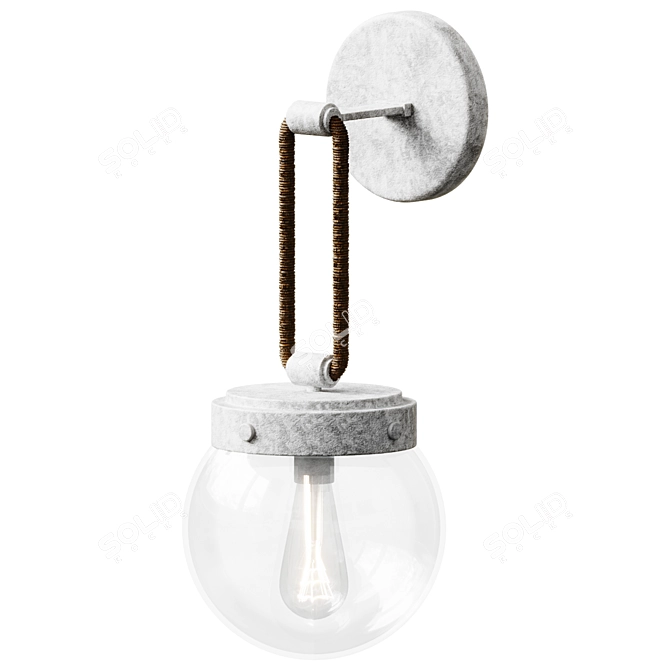 Coastal Cottage Distressed Cream Rope Globe Sconce 3D model image 1