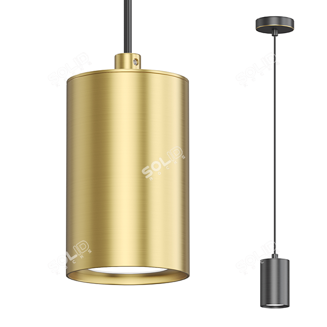 Modern Metal Cylinder Pendant Lamp 3D model image 1