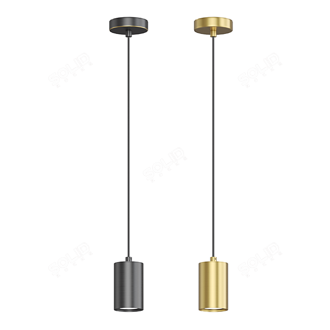 Modern Metal Cylinder Pendant Lamp 3D model image 2