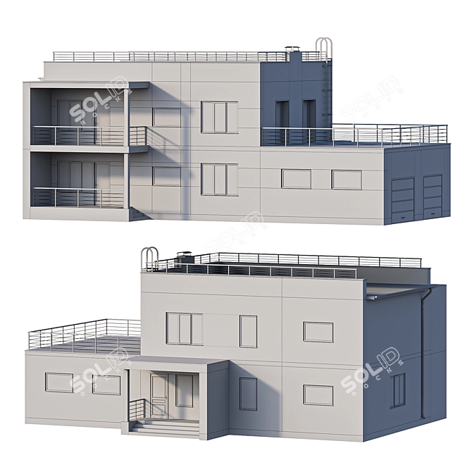 Luxury Modern Villa with Spacious Terrace & Dual Garages 3D model image 5