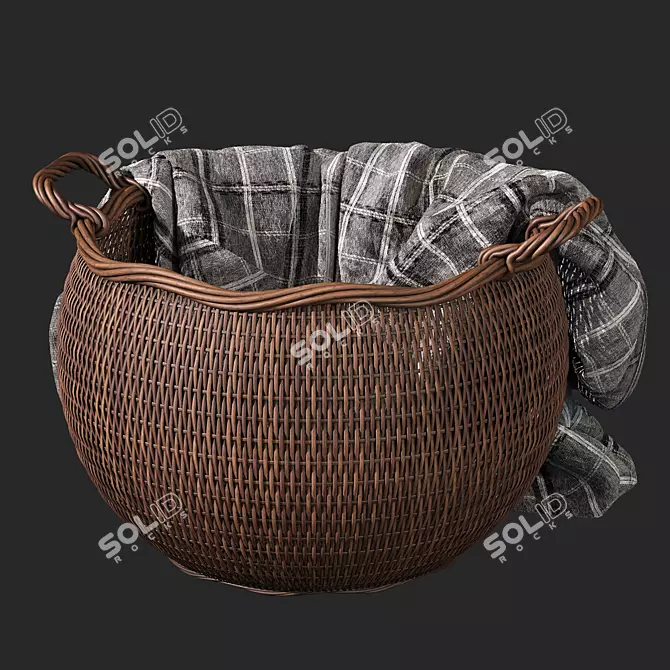 Rattan Laundry Basket 3D model image 1