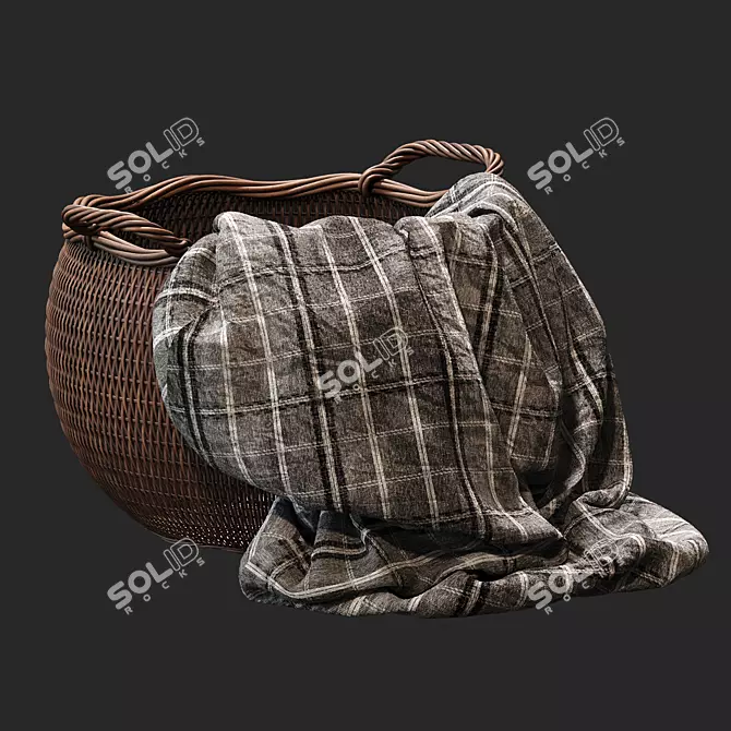 Rattan Laundry Basket 3D model image 3