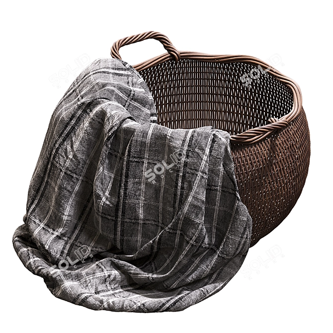 Rattan Laundry Basket 3D model image 8