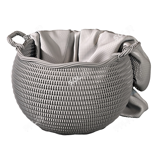 Rattan Laundry Basket 3D model image 10