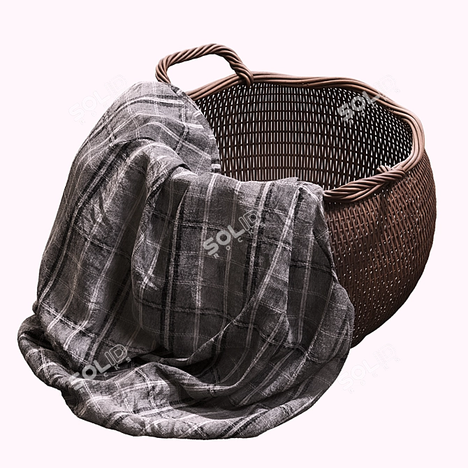 Rattan Laundry Basket 3D model image 15