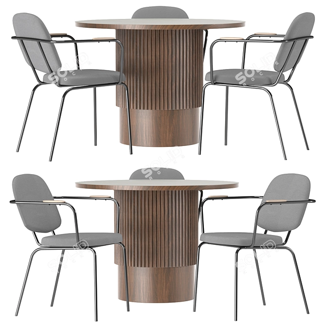 Modern Corner Design Dining Set 3D model image 1