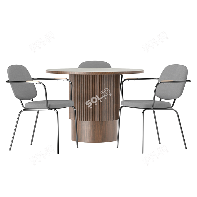 Modern Corner Design Dining Set 3D model image 2