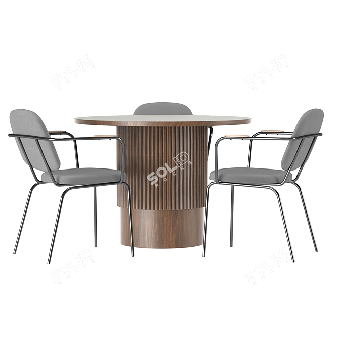 Modern Corner Design Dining Set 3D model image 3