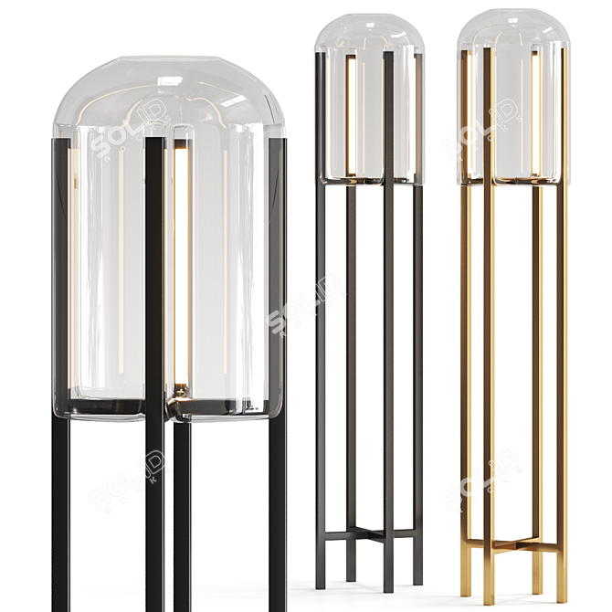 Elegant Belladonna Glass Floor Lamp 3D model image 1