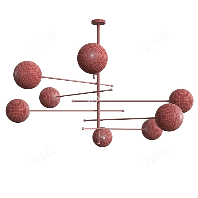 Elegant Brass Ball Chandelier 3D model image 3