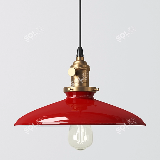 Red Porcelain Industrial Light Fixture 3D model image 1