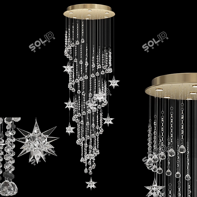 Elegant Crystal Swirl Chandelier 3D model image 1