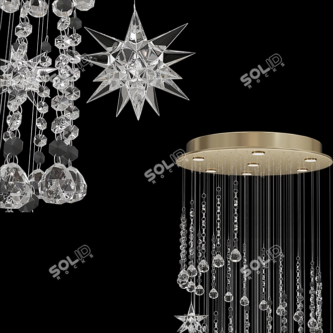 Elegant Crystal Swirl Chandelier 3D model image 2