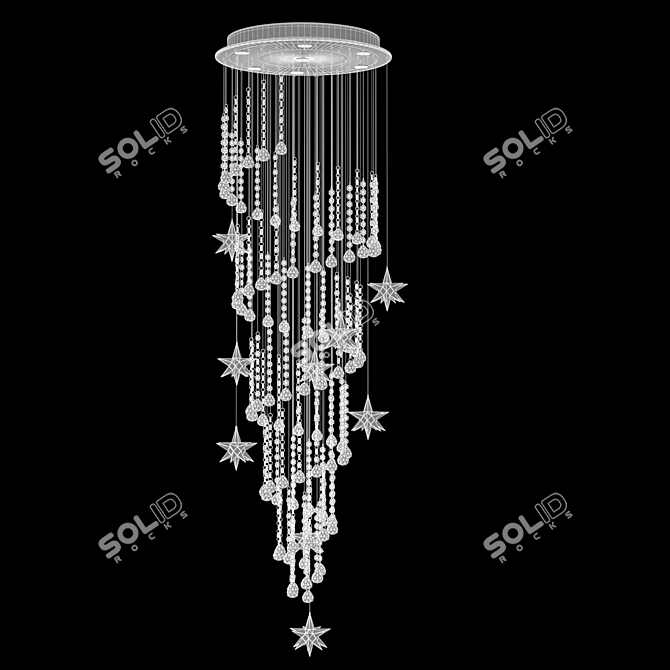 Elegant Crystal Swirl Chandelier 3D model image 3