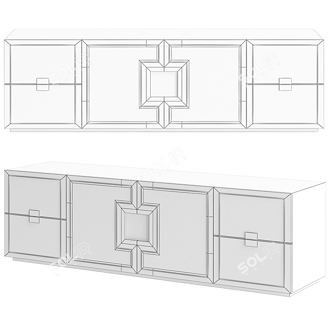 Sleek Ebony Media Stand - Modern TV Cabinet 3D model image 2