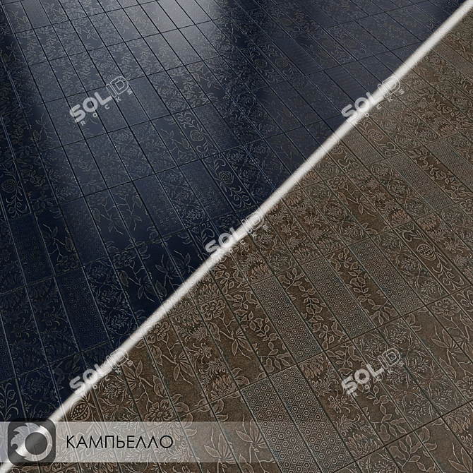 Glossy Ceramic Wall Tiles - Campiello Collection 3D model image 1