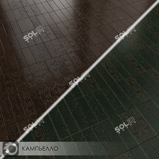 Glossy Ceramic Wall Tiles - Campiello Collection 3D model image 2