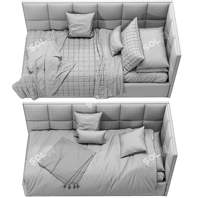 Cozy Corner Bed: Comfy & Compact Design 3D model image 1