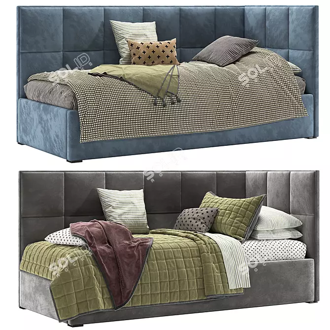 Cozy Corner Bed: Comfy & Compact Design 3D model image 7