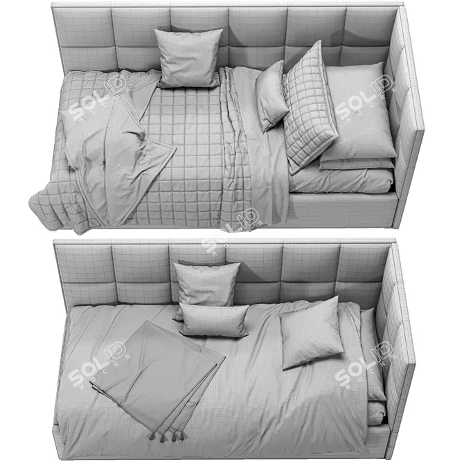 Cozy Corner Bed: Comfy & Compact Design 3D model image 8