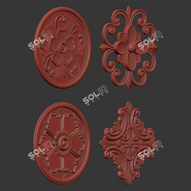 Elegant Rosette 16: Gold & Gypsum 3D model image 6