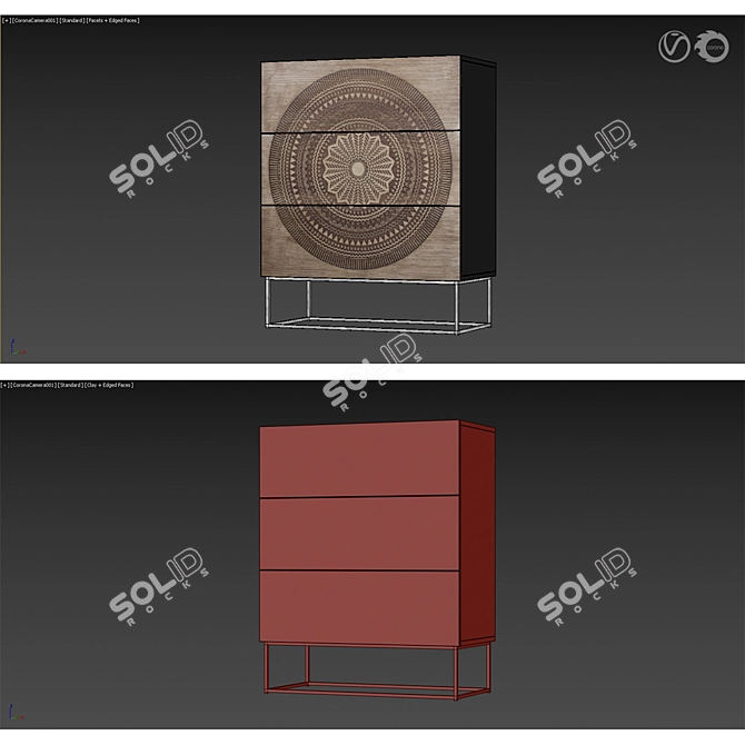 Delhi Mandalay Chest of Drawers 3D model image 4