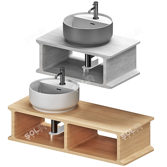 Modern Beam Washbasin Set 3D model image 1