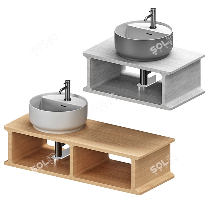 Modern Beam Washbasin Set 3D model image 2