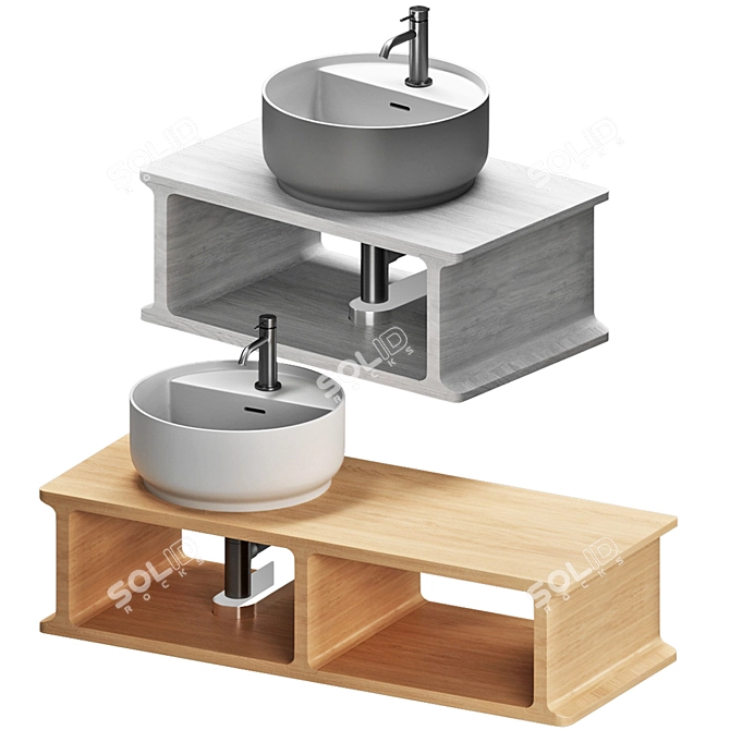 Modern Beam Washbasin Set 3D model image 7