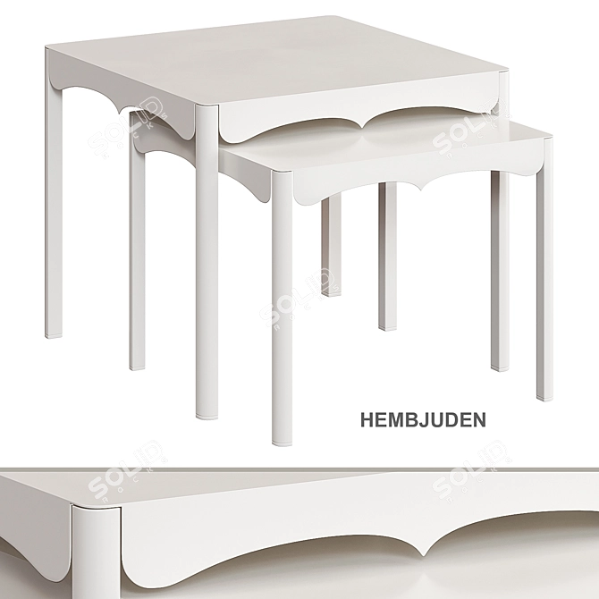 Modern White Coffee Table Set 3D model image 4
