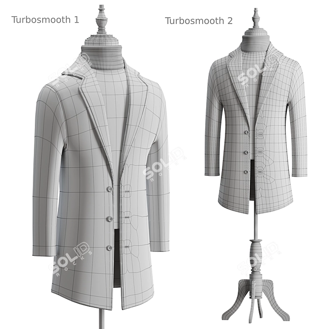 Classic Wool Blend Men's Coat 3D model image 1