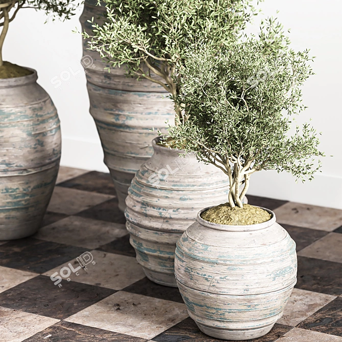 Sleek Indoor Plant Stand 3D model image 2