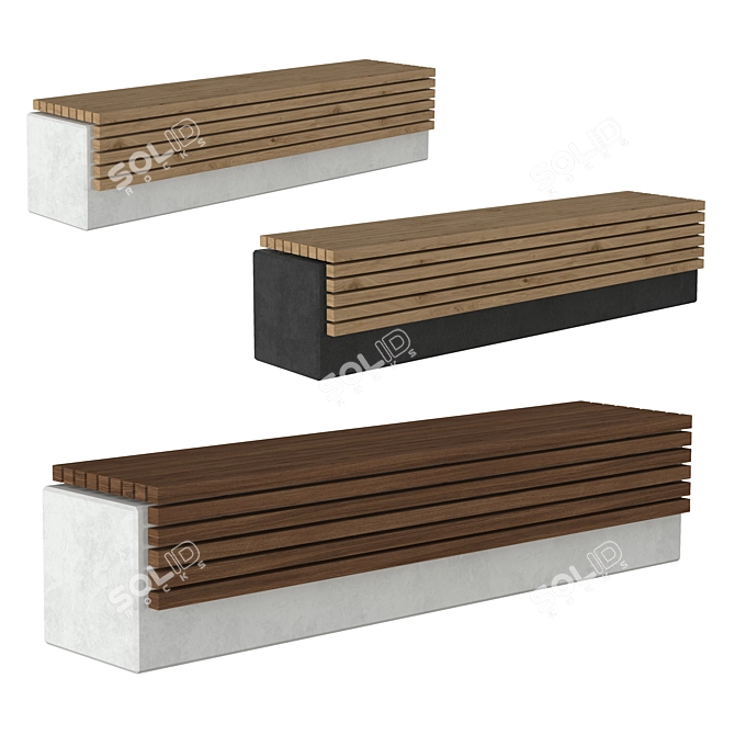 Modern Urban Bench: Stylish and Functional 3D model image 1