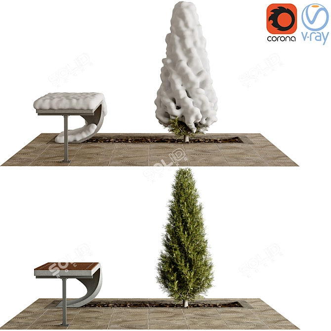 Modern Urban Furniture Set 3D model image 1