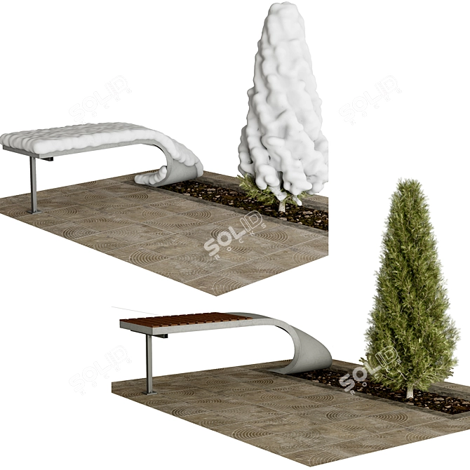 Modern Urban Furniture Set 3D model image 2