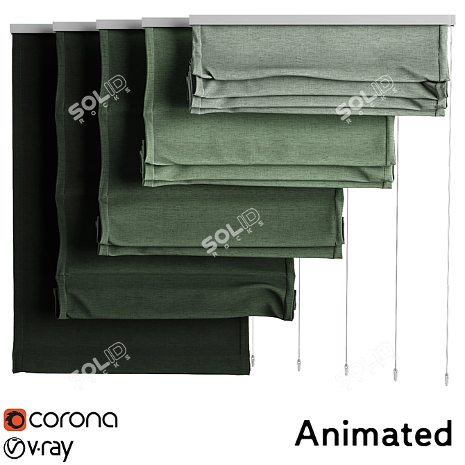 Animated Roman Blind: Adjustable & Multifunctional 3D model image 1