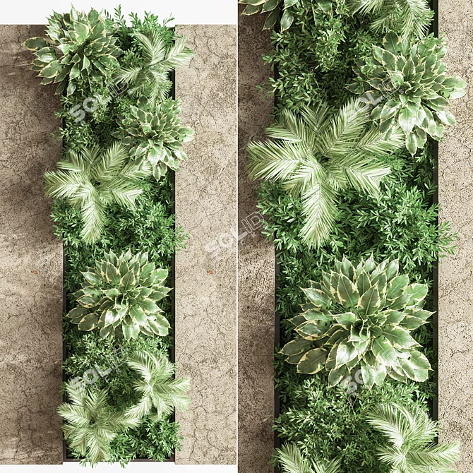 Modern Concrete Vertical Garden 3D model image 4