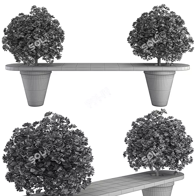 Blossom-filled Outdoor Bench 3D model image 3