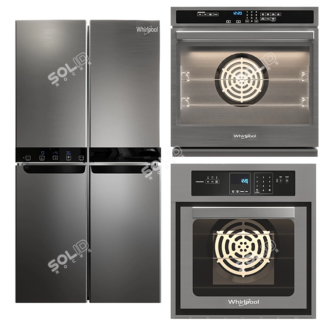 Whirlpool Kitchen Appliance Set 3D model image 2