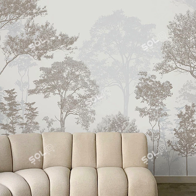 Elegant Estamped Tree Wallpaper - Customizable Décor 3D model image 5