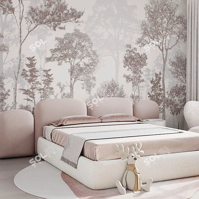 Elegant Estamped Tree Wallpaper - Customizable Décor 3D model image 7