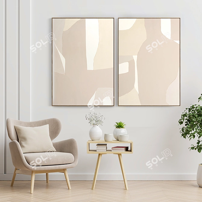 Dual Frame: Plaster Elegance 3D model image 3