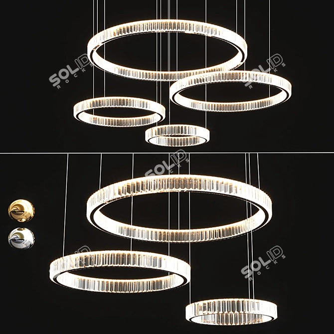 Contemporary Crystal Chandelier Set 3D model image 2