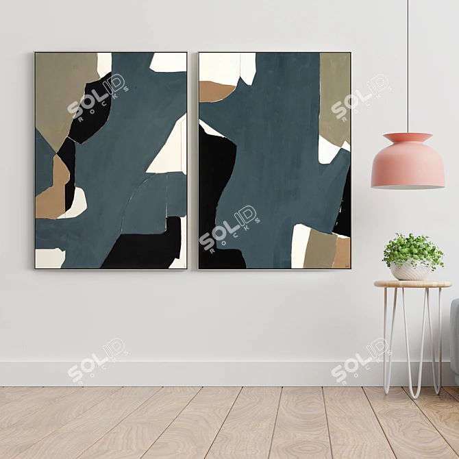 Contemporary Plaster Frame Duo 3D model image 3