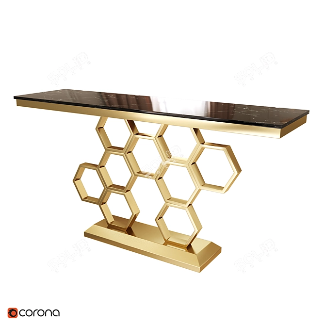 Sleek Black Marble Console Table 3D model image 3