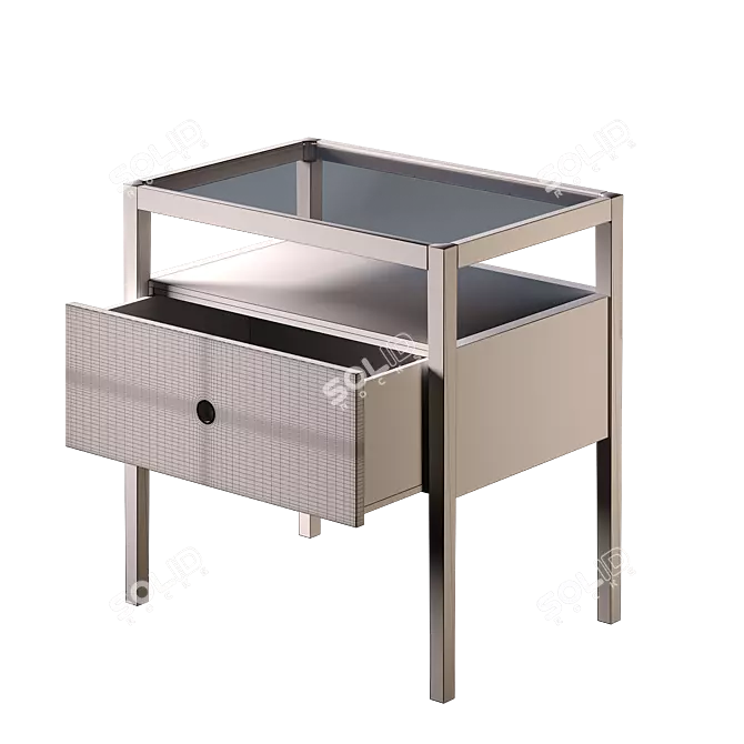 Sleek Oak Spindle Bedside Table 3D model image 3